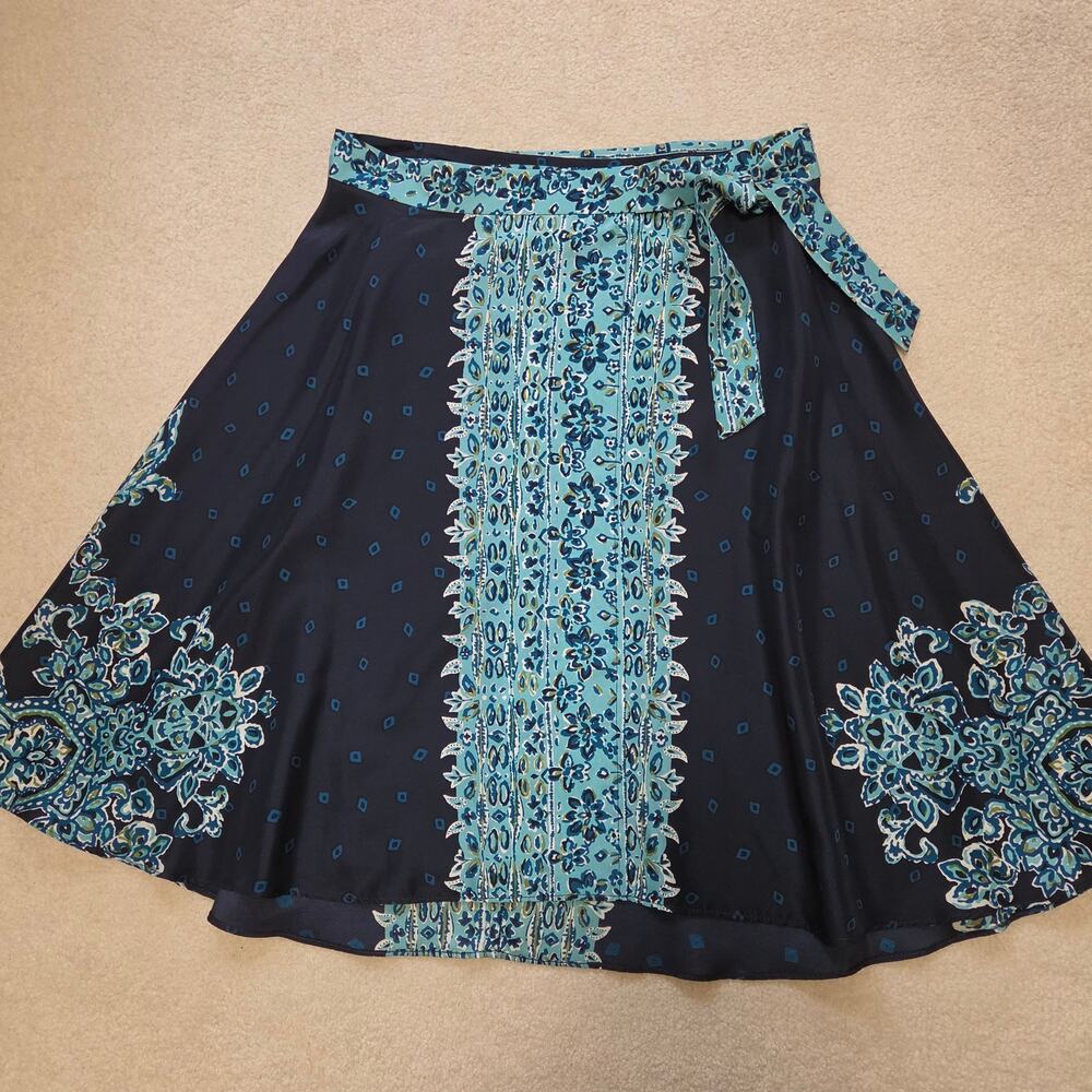 NWT Vintage Talbots 8 Petite 100% Silk Wrap Side Tie Skirt
